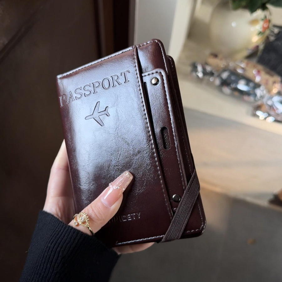 Travel Accessories For Plane - Passport Holder and Wallet in One,