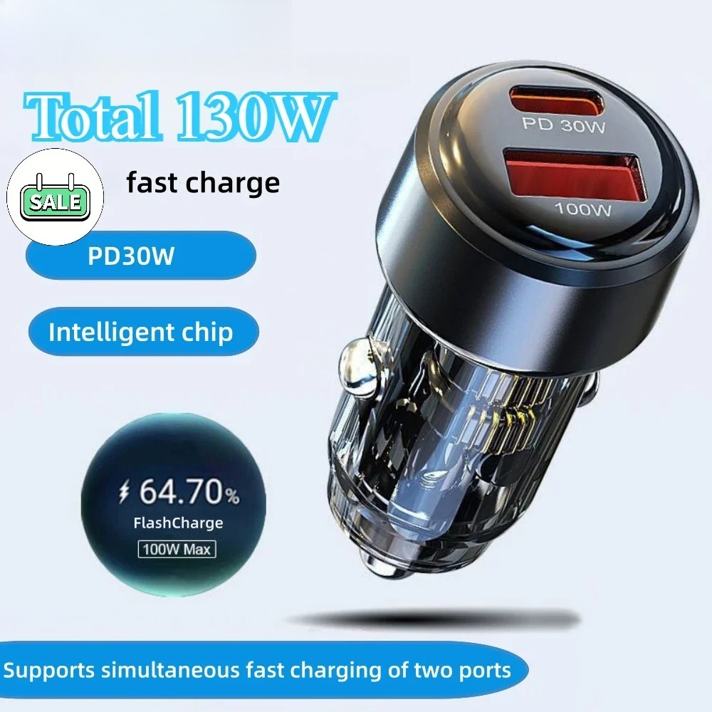 Travel Plug Type C - Total 130W USB Car Charger Adapter