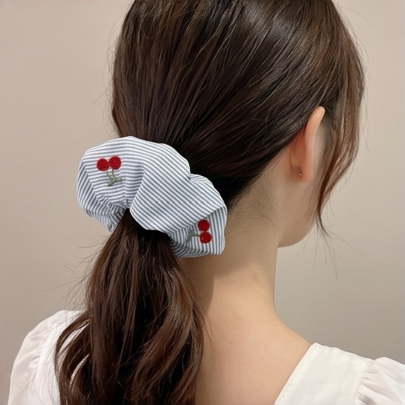 Elegant Striped Cherry Embroid - Travel Accessories Aesthetic ulasan dan harga