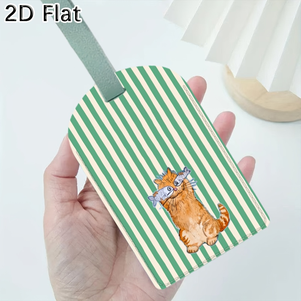 Cute Cat and Green Stripes Lug - Travel Accessories Luggage Straps ulasan dan harga