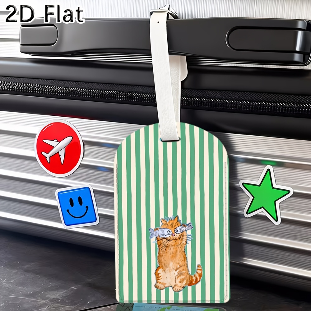 Cute Cat and Green Stripes Lug - Travel Accessories Luggage Straps ulasan dan harga