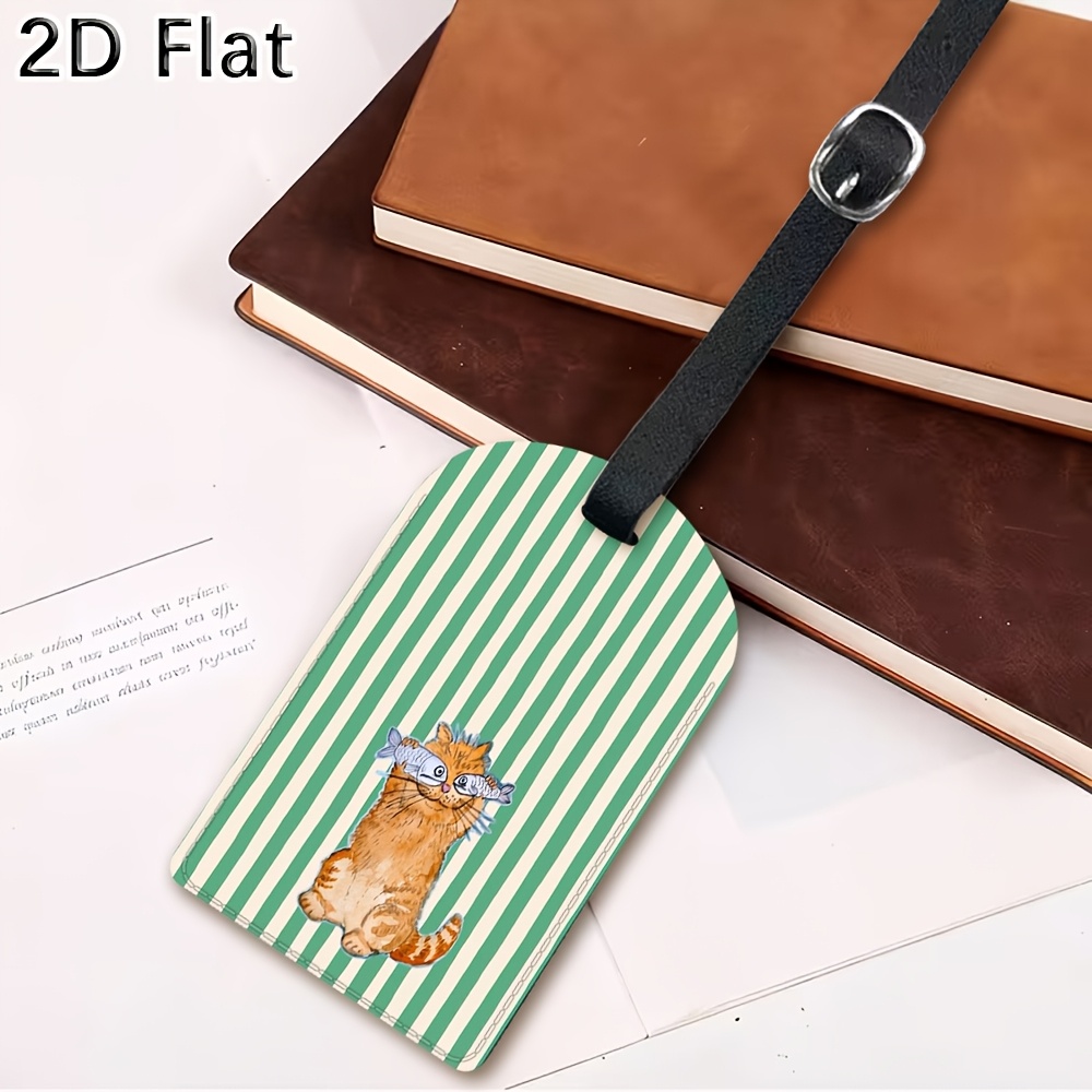 Cute Cat and Green Stripes Lug - Travel Accessories Luggage Straps ulasan dan harga