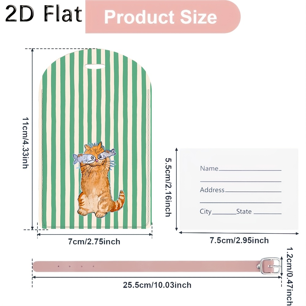 Cute Cat and Green Stripes Lug - Travel Accessories Luggage Straps ulasan dan harga