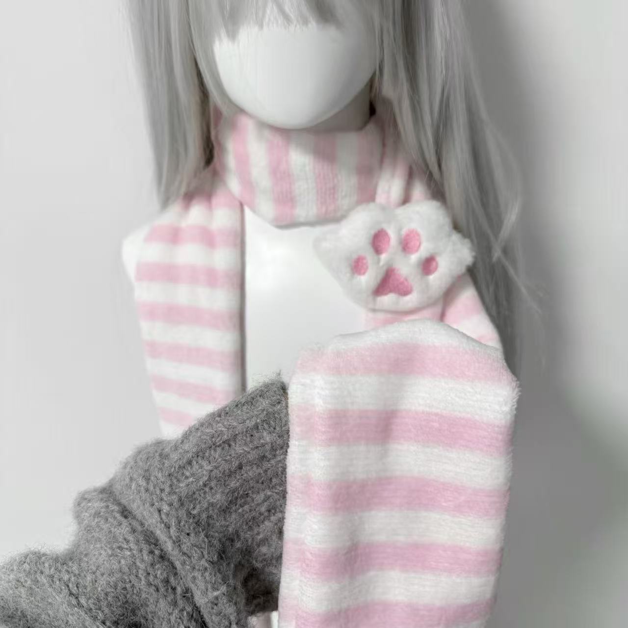 Kawaii Kniied Scarf Cat Paw De - Travel Accessories Aesthetic ulasan dan harga