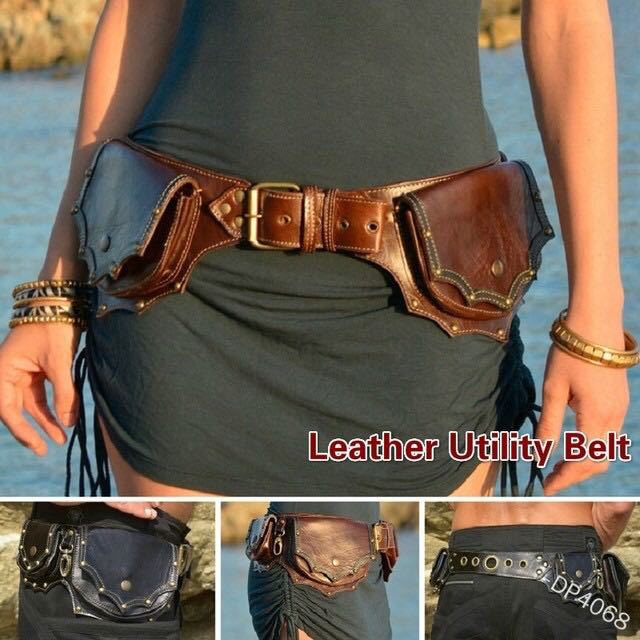 Medieval Steampunk Leather Uti - Travel Accessories Hip Belt ulasan dan harga