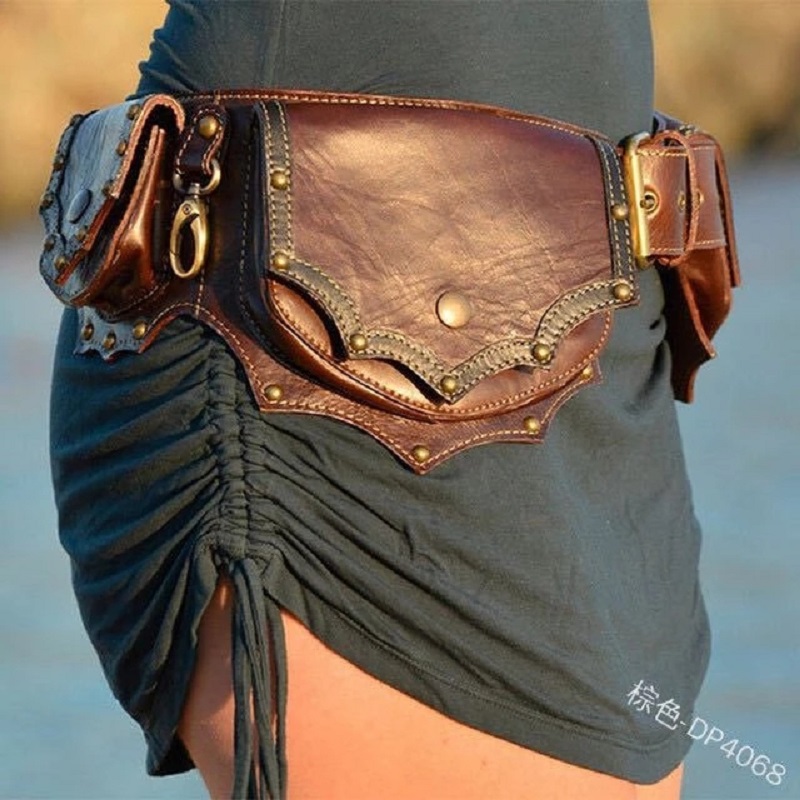 Medieval Steampunk Leather Uti - Travel Accessories Hip Belt ulasan dan harga