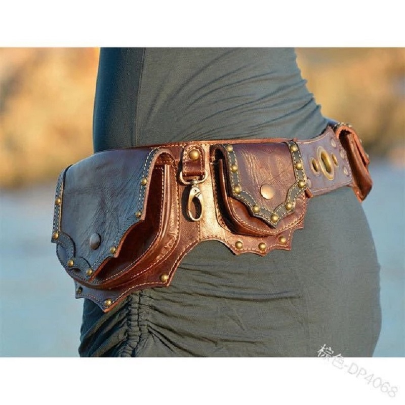 Medieval Steampunk Leather Uti - Travel Accessories Hip Belt ulasan dan harga
