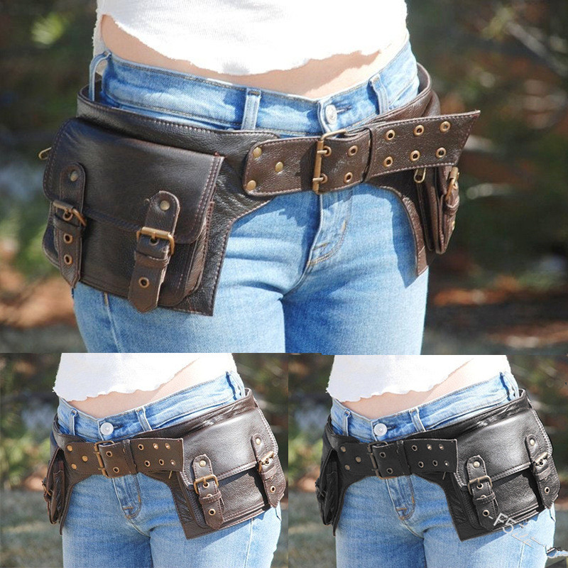 Medieval Steampunk Leather Uti - Travel Accessories Hip Belt ulasan dan harga