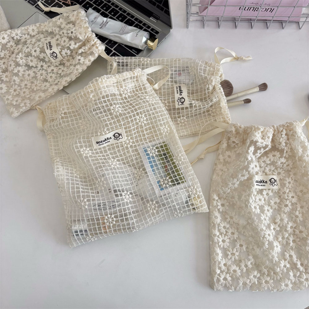 Lace Embroidered Daisy Mesh Dr - Travel Accessories Organizer ulasan dan harga