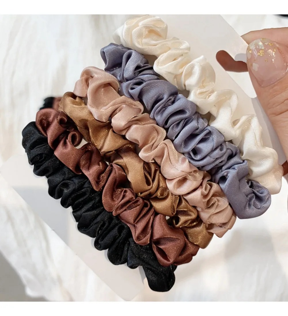 6Pcs Soft Satin Hair Scrunchie - Travel Accessories Aesthetic ulasan dan harga